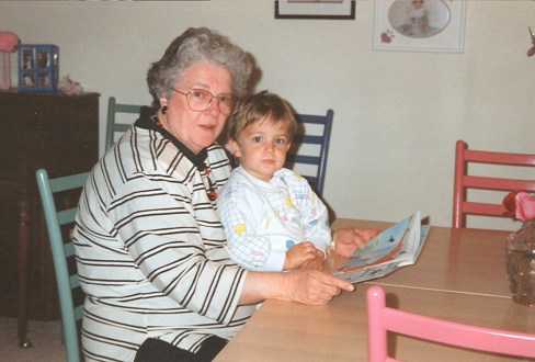 Scotty reads to Grandma Lois 1993